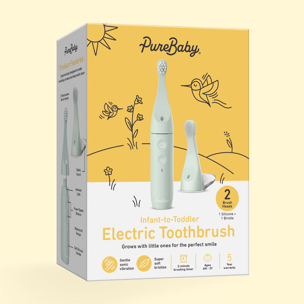 PureBaby Infant-to-Toddler Electric Toothbrush - Sage Green - Image 7