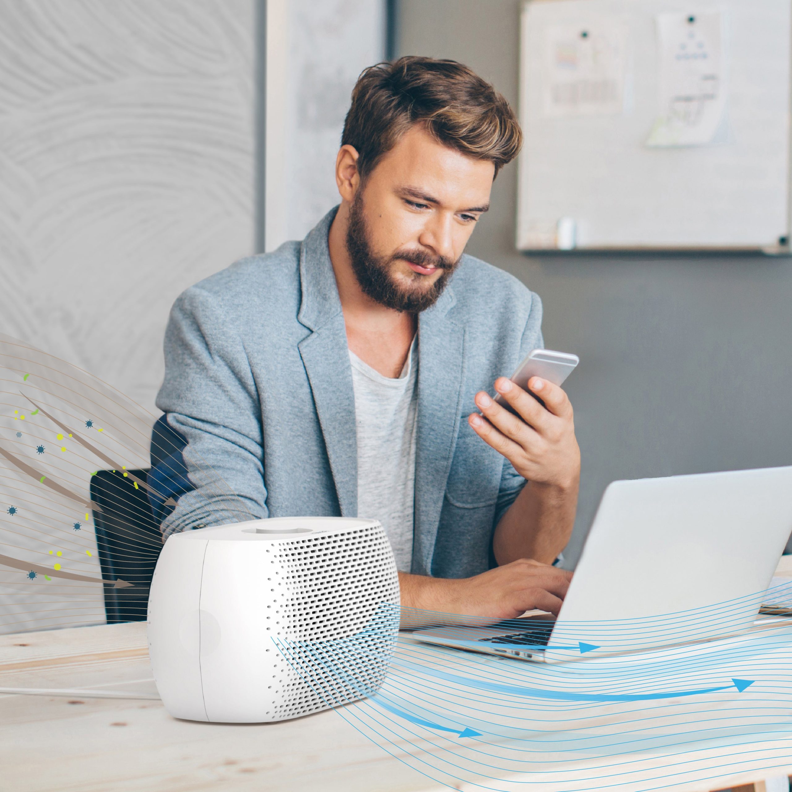 PureZone™ Breeze Tabletop Air Purifier & Replacement Filter Bundle - Image 3