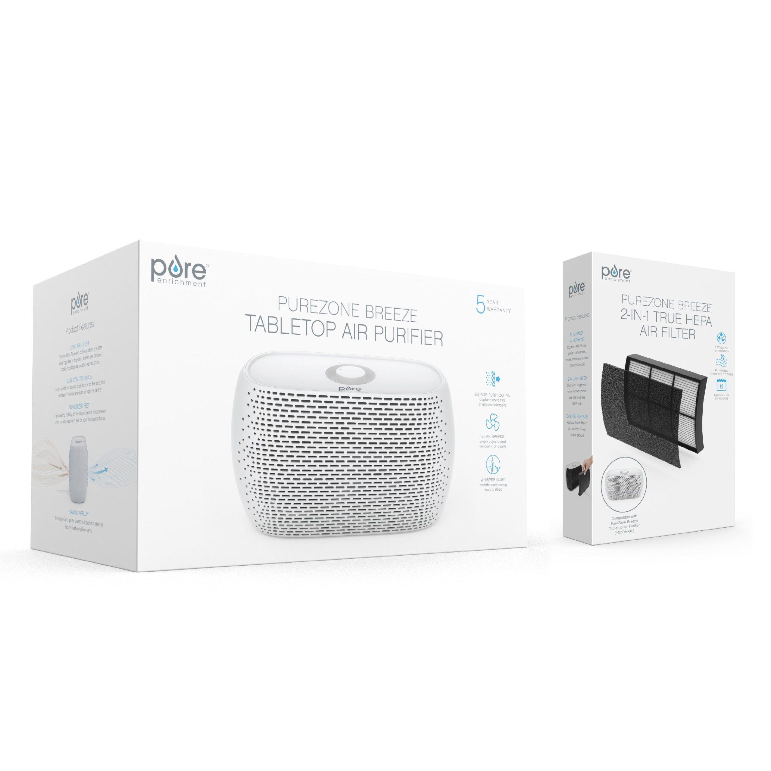 PureZone™ Breeze Tabletop Air Purifier & Replacement Filter Bundle - Image 4