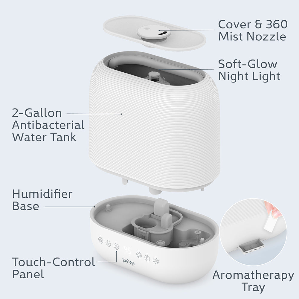 HUME™ Sense Warm & Cool Mist Top Fill Humidifier. 2-Gallon Tank - Image 5