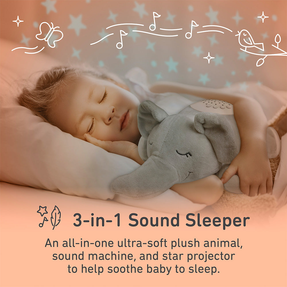 PureBaby® Sound Sleepers Sound Machine and Star Projector - Elephant - Image 2