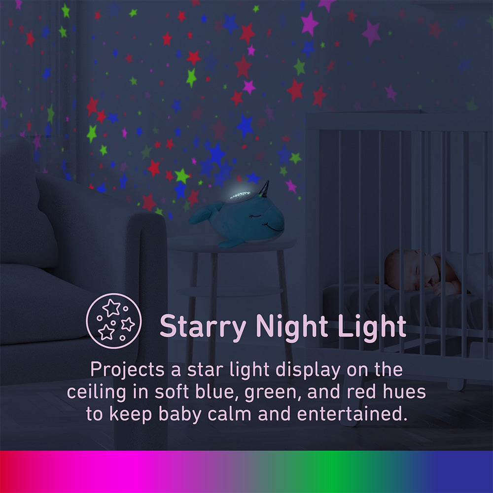 PureBaby® Sound Sleepers Sound Machine and Star Projector - Narwhal - Image 6