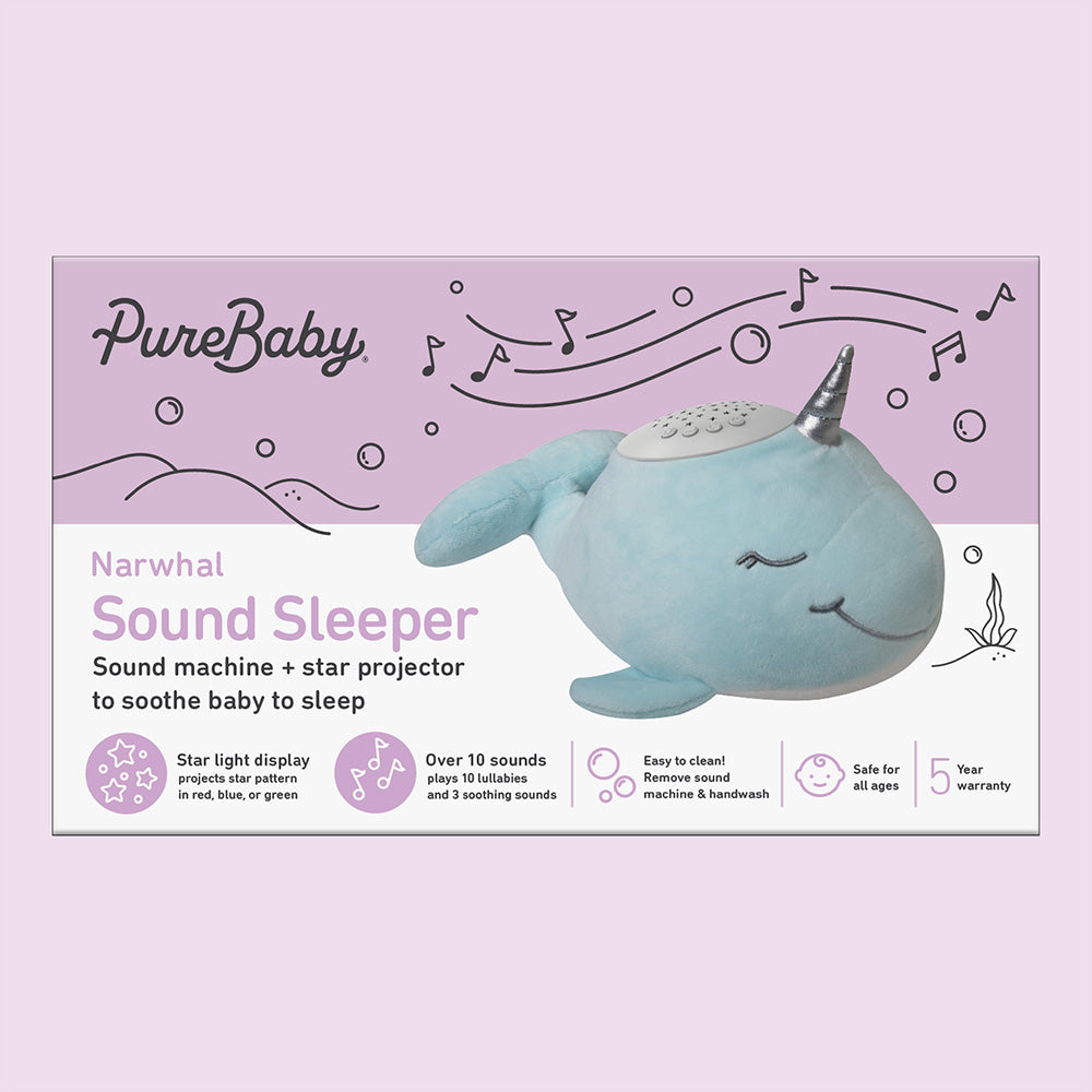 PureBaby® Sound Sleepers Sound Machine and Star Projector - Narwhal - Image 8