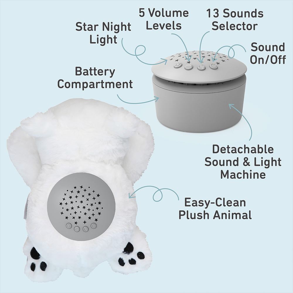 PureBaby® Sound Sleepers Sound Machine and Star Projector - Polar Bear - Image 5